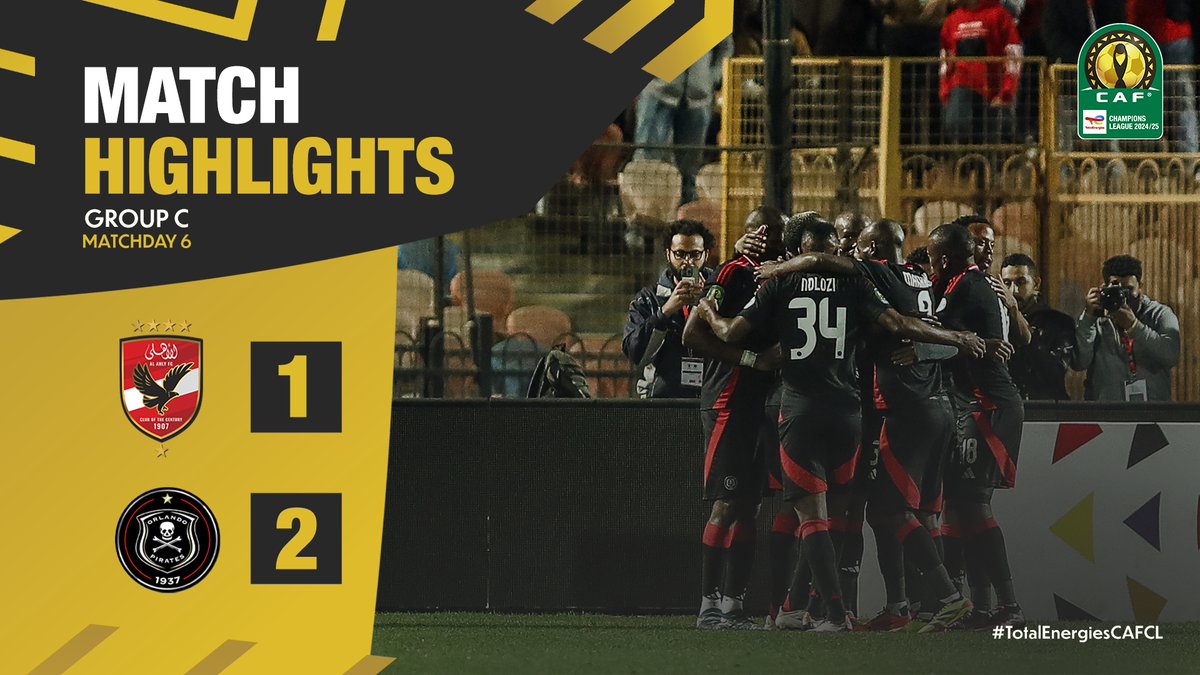 HIGHLIGHTS. 🎥 Orlando Pirates maintain top spot after beating Al Ahly FC away in Cairo! 🇿🇦👏 #TotalEnergiesCAFCL | Football Together