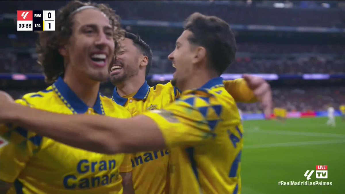 Fábio Silva nets against Real Madrid! 🔥 The Las Palmas man takes just 27 SECONDS to open the scoring at the Bernabéu 🤯