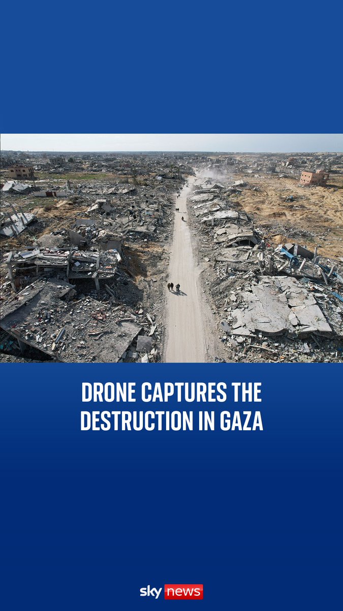 As the Gaza ceasefire begins, drone footage captures the destruction across Khan Younis.