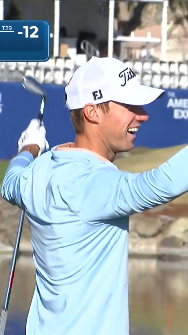 Starting his round with a bang 💥 Rookie Matthew Riedel holes out for eagle from 149 yards The American Express ®! 📺: PGA TOUR LIVE