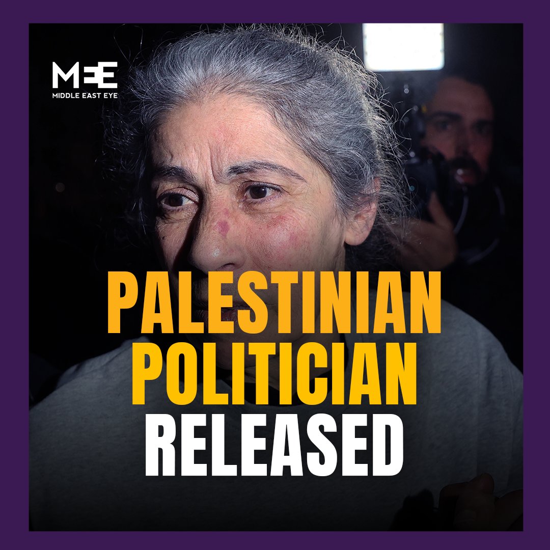Palestinian political leader Khalida Jarrar has been released as part of the ceasefire agreement brokered between Israel and Hamas. Jarrar has been held in administrative detention since December 2023 and reportedly spent the last six months in solitary confinement