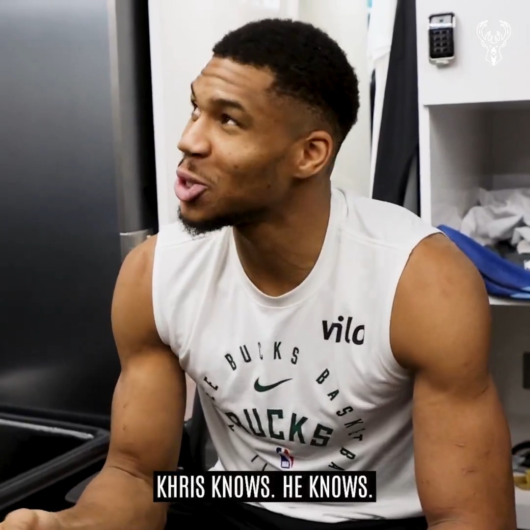 "He's a little bit faster than a turtle." 🐢😂 Giannis on Khris is too funny.