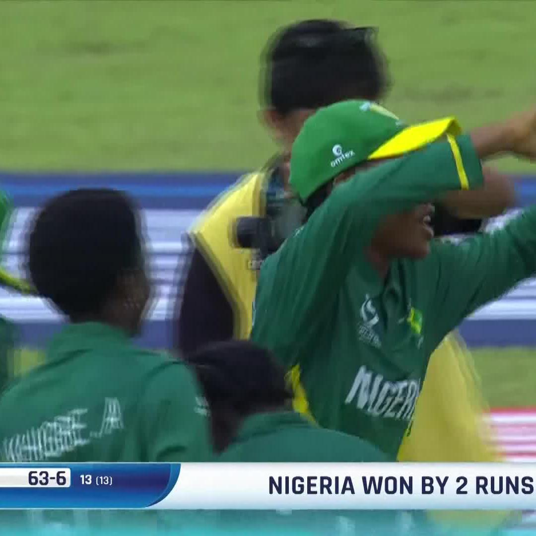 🇳🇬 Look at the celebrations as the Nigerian U19 Women cricket team defeated New Zealand in their first major tournament 🥹❤️