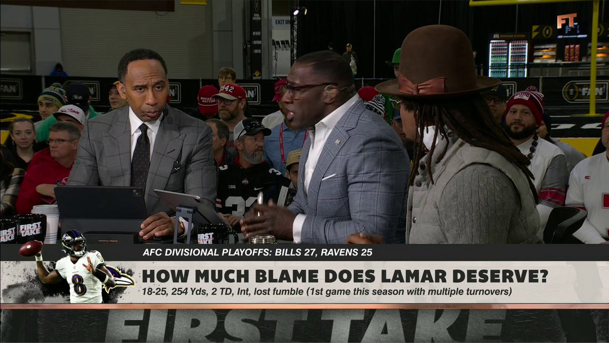 How much blame does Lamar Jackson deserve for the Ravens' loss to the Bills? 🤔 Cam Newton, shannon sharpe and Stephen A Smith weigh in ⬇️