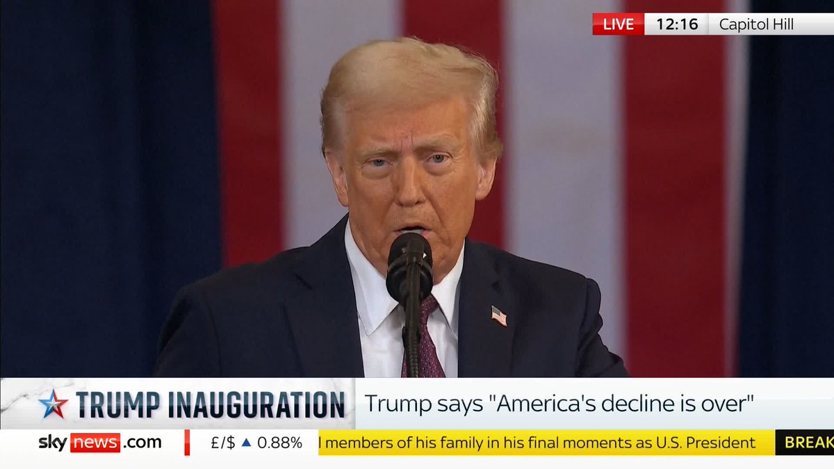 "I was saved by God to make America great again." US President Donald Trump speaks after being sworn in as the 47th US president. Speaking about the assassination attempt, he adds: 'Those who wish to stop our cause, have tried to take my freedom and my life'