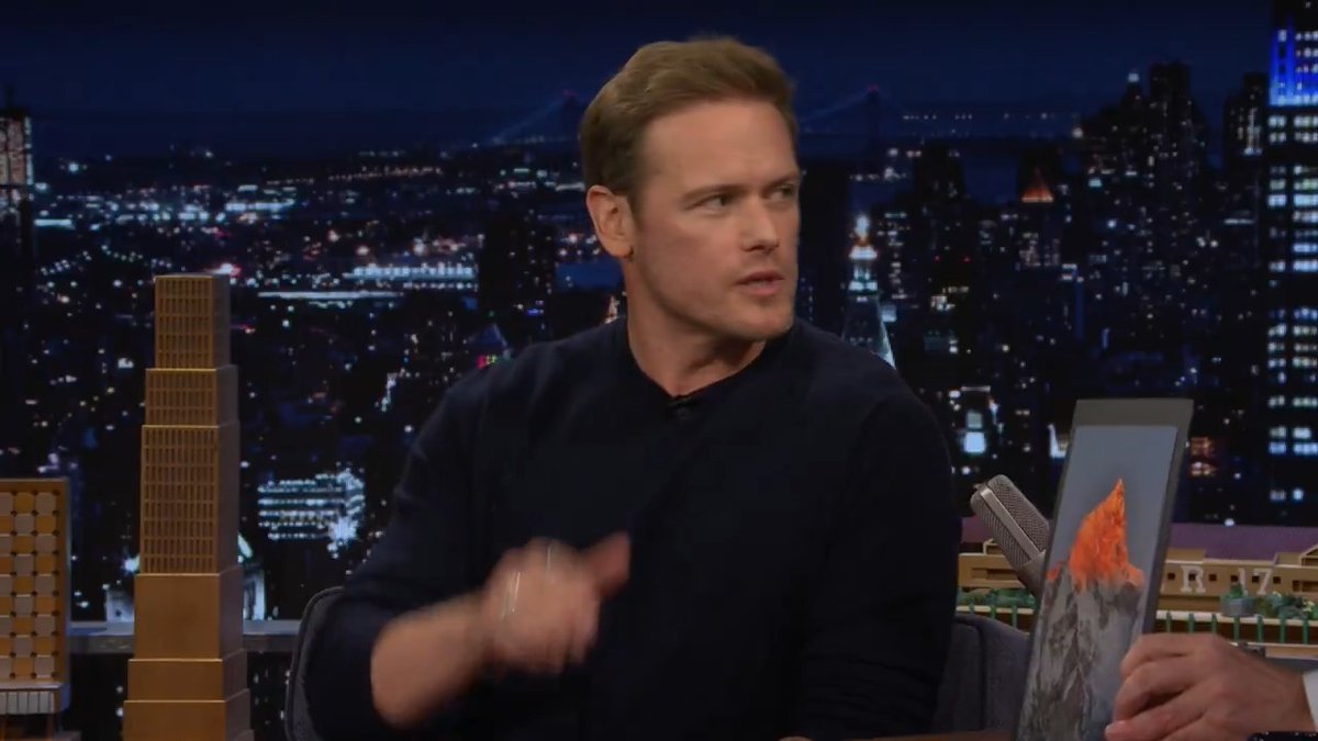 .Sam Heughan rappelled 20,000 feet in the air in Nepal 😳 #FallonTonight