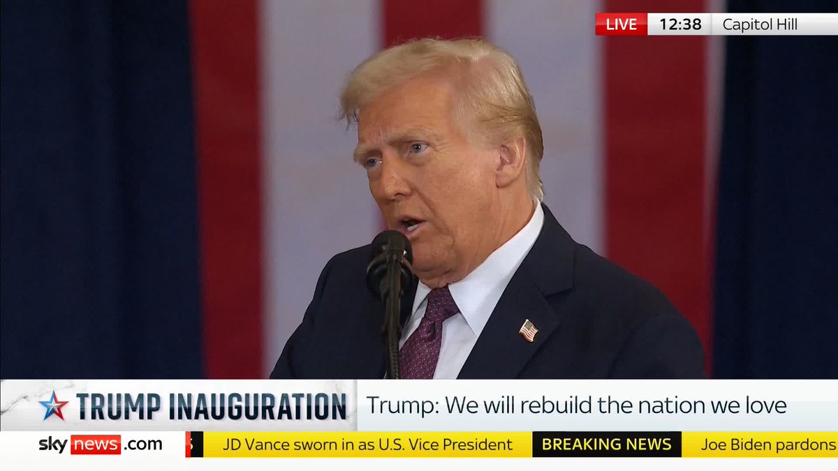 "We will be prosperous, we will be proud, we will be strong and we will win like never before." US president Donald Trump concludes his first address as US president. "Our golden age has just begun" he finishes. Latest: 📺 Sky 501 and YouTube