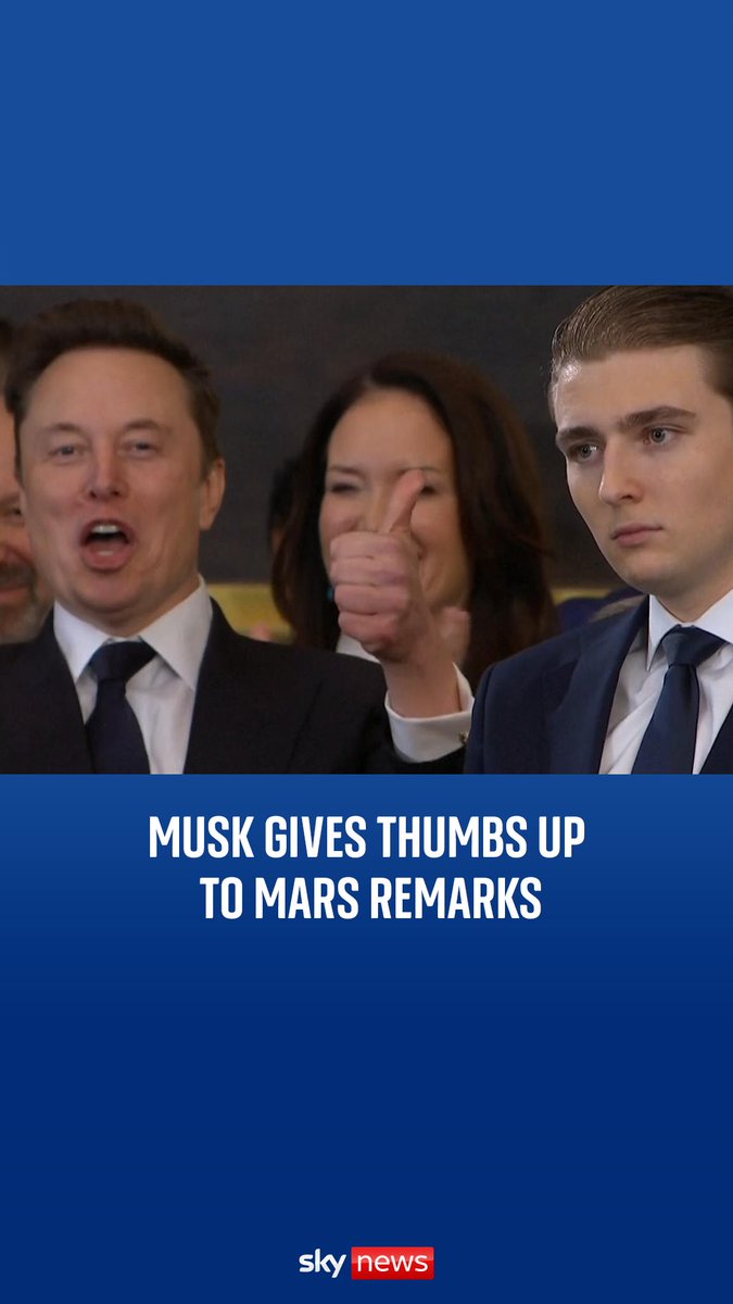 Elon Musk gave two thumbs up to the camera as Trump mentioned Mars during speech.