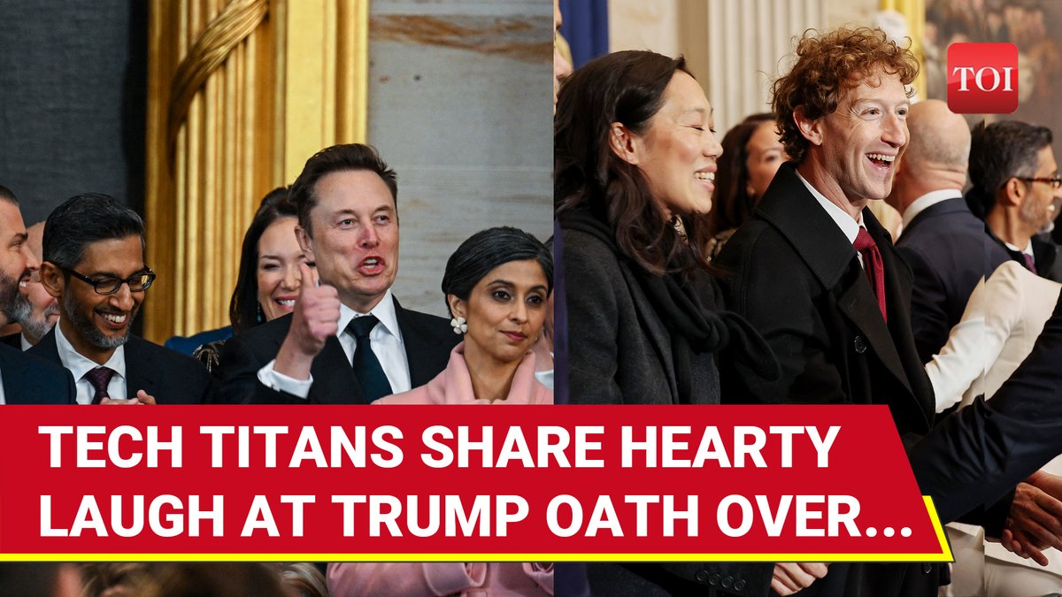 Tech titans at #DonaldTrump’s oath ceremony | #ElonMusk shares fun moment with India’s #SundarPichai Watch for more details