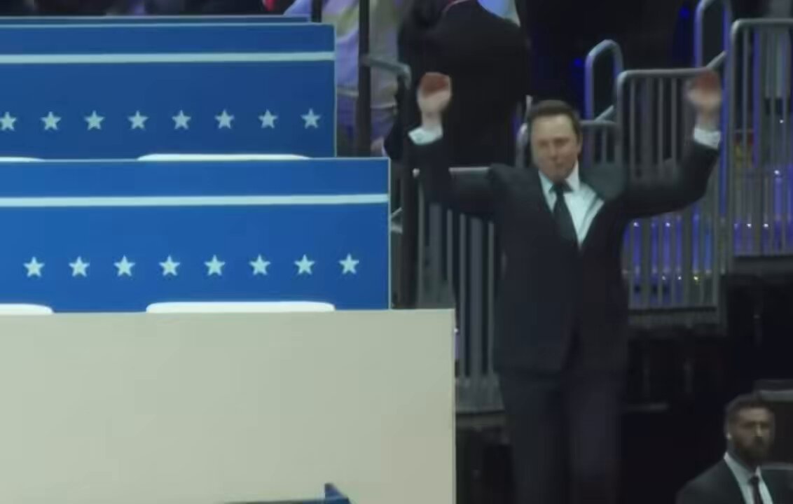 ELON MUSK FULL SPEECH AT TRUMP INAUGURATION RALLY He is excited.