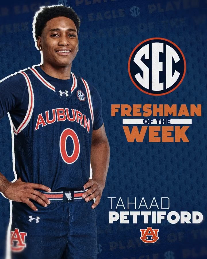 🏀 SEC Freshman of the Week: Jan. 20 🐅 Tahaad Pettiford Auburn Basketball x #SECMBB