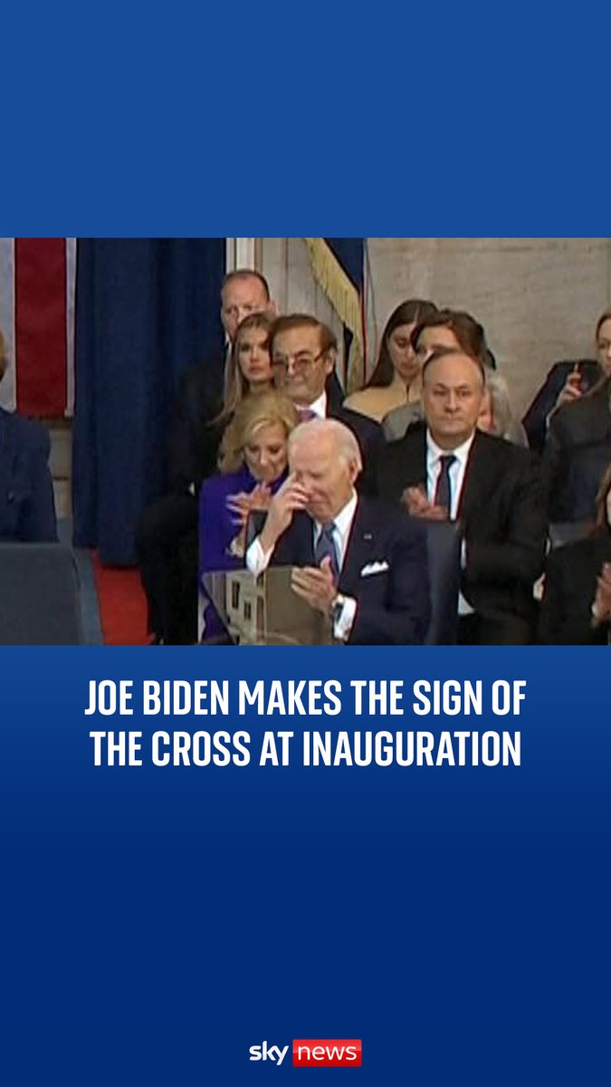 Joe Biden was seen making the sign of the cross while the speaker was talking about a peaceful transition of power during Trump's inauguration.