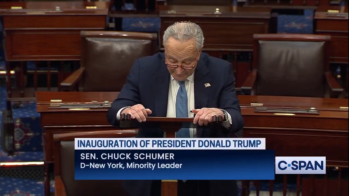 SCHUMER: “I congratulate President Trump. I congratulate Vice President Vance.” “History will look kindly on President Biden…He lifted America out of the abyss of crisis.” 🤣🤣