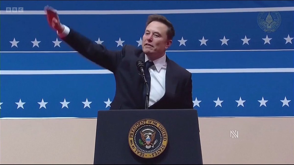 "Plausibly deniable and it is going to drive the libs crazy" Journalist Gabriel Gatehouse reacts to a video of Elon Musk at a Trump inaugeration rally. Some Israeli newspapers have reported that Musk appeared to make a fascist salute. #Newsnight