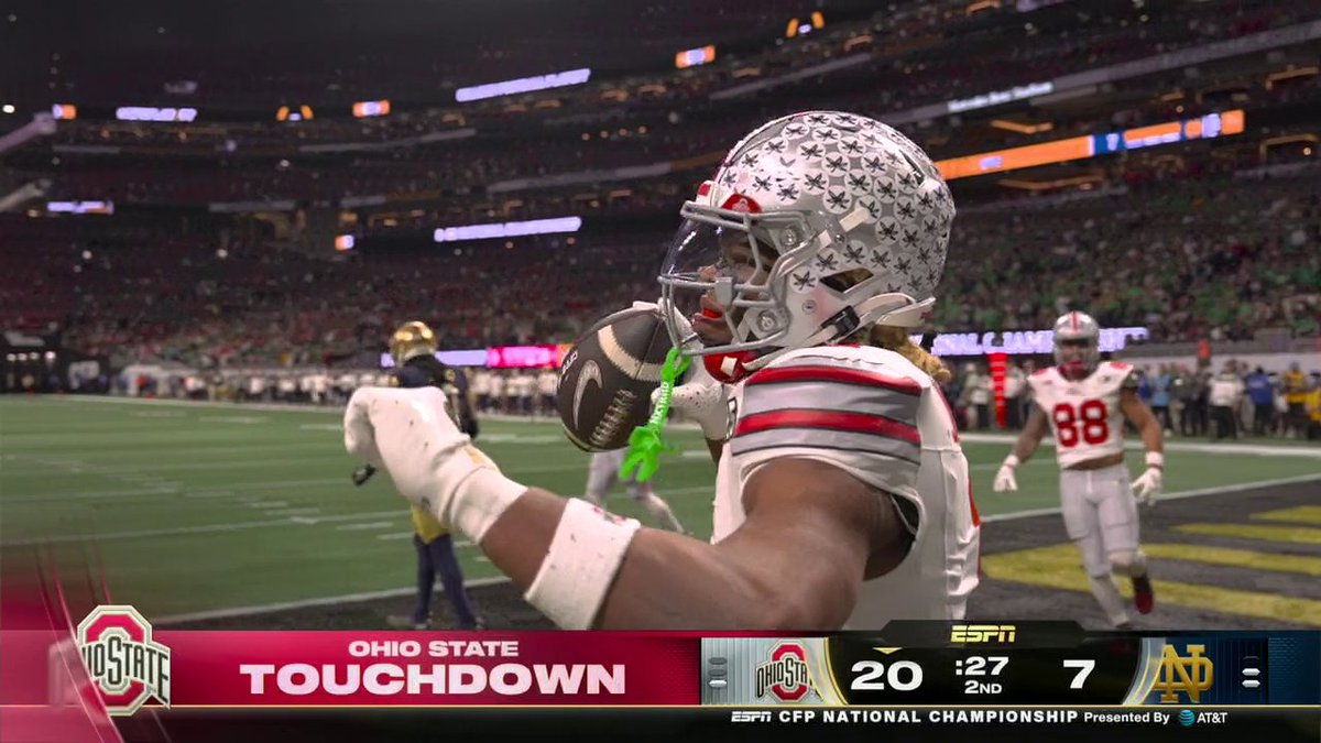SO NICE, HE HAD TO DO IT TWICE 😮‍💨 Quinshon Judkins' second TD of the game gives the Buckeyes a 14-point lead 😤
