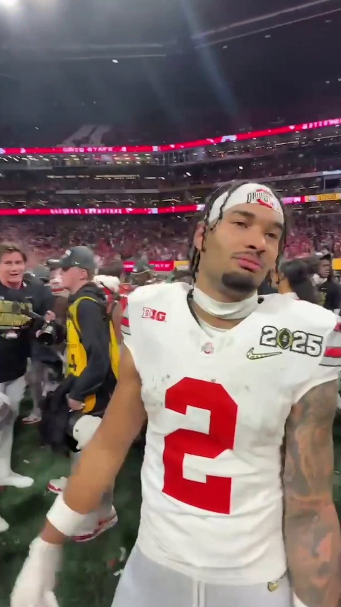 Emeka Egbuka was emotional after winning the CFP National Championship ❤️