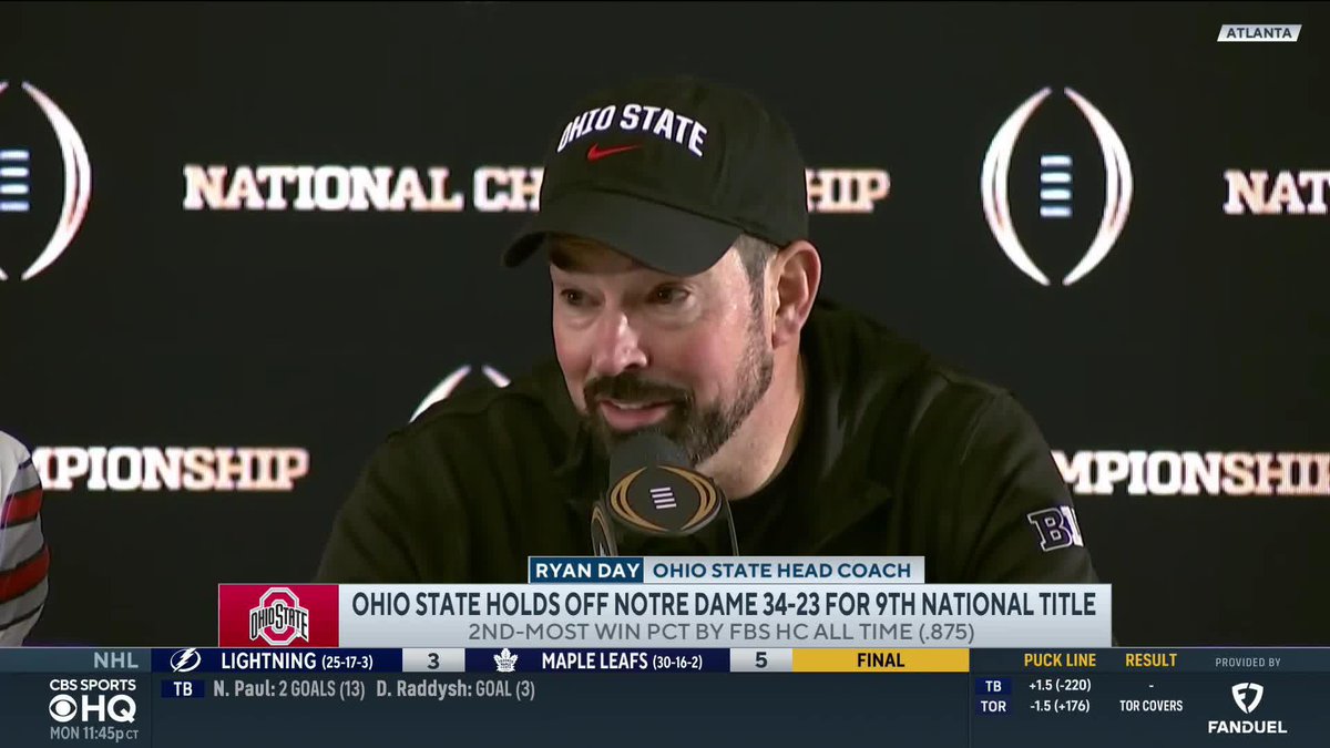"After all the things that have been said throughout the year, these guys are going to be cemented as one of the best stories in Ohio State history and one of the best football teams ever." — HC Ryan Day on Ohio State Football winning the National Title
