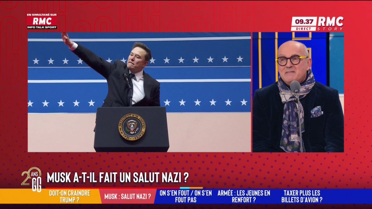 🤨 Elon Musk a-t-il fait un salut nazi ? 🗣️ Dr Jérôme Marty : "Il le fait juste pour foutre la m*rde. C'est le geste qui cache tout le reste. Le discours de Trump est beaucoup plus dangereux." #GGRMC