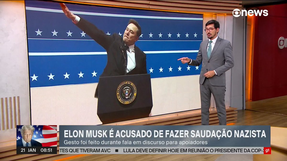 Elon Musk é acusado de fazer saudação nazista. Gesto foi feito durante fala em discurso para apoiadores. Que vergonha do jornalismo brasileiro.🙈🤦