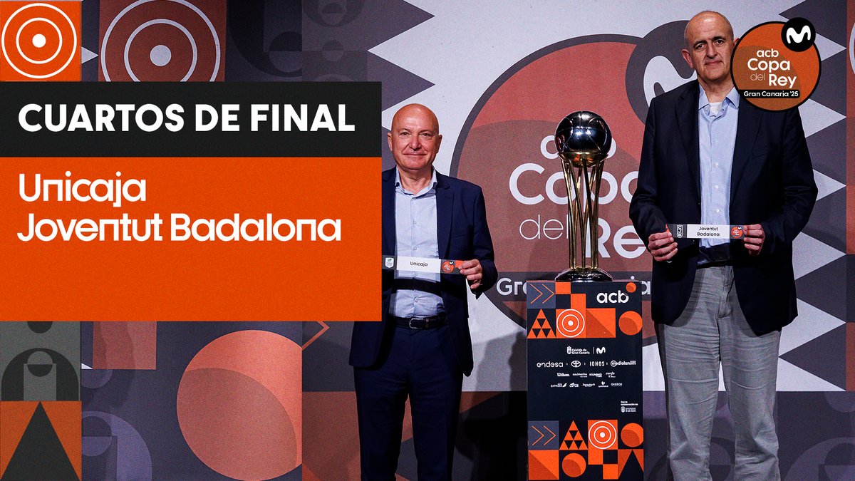 🏆 𝐂𝐔𝐀𝐑𝐓𝐎𝐒 𝐃𝐄 𝐅𝐈𝐍𝐀𝐋 #CopaACB Gran Canaria 2025 🟢🟣 UnicajaCB 🆚 Club Joventut Badalona 🟢⚫ 🗓 Jueves 13 de febrero ⏰ 18:30 (horario peninsular) 🏟 Gran Canaria Arena 📺 Movistar Plus+