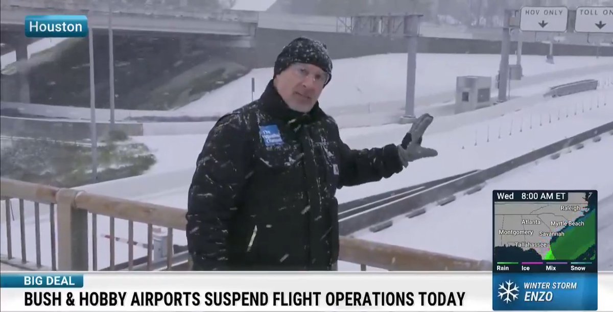Houston, we have a snowstorm. Meteorologist Jim Cantore shares how conditions from Winter Storm Enzo have crippled the largest city in Texas: