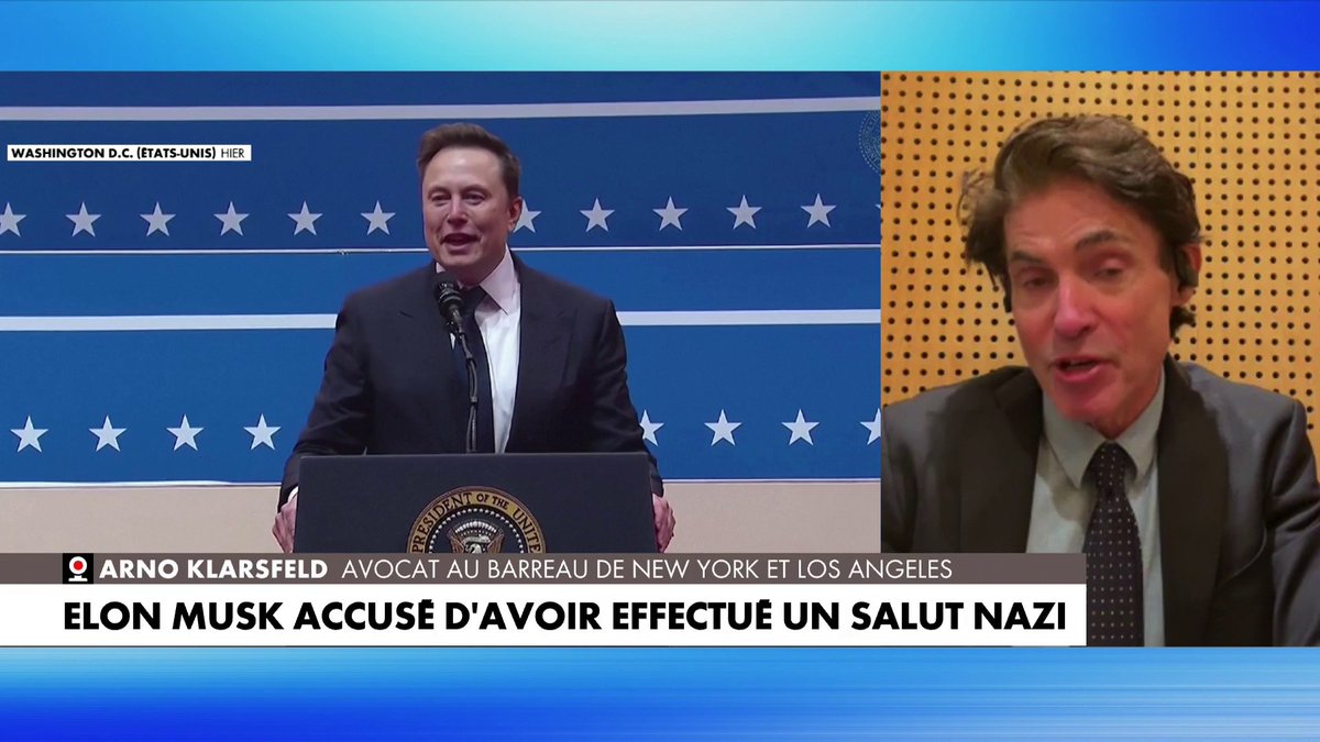 Arno Klarsfeld revient sur la polémique de salut nazi d'Elon Musk : «Ce n’est pas parce qu’on tend le bras dans un meeting que c'est un un salut nazi»