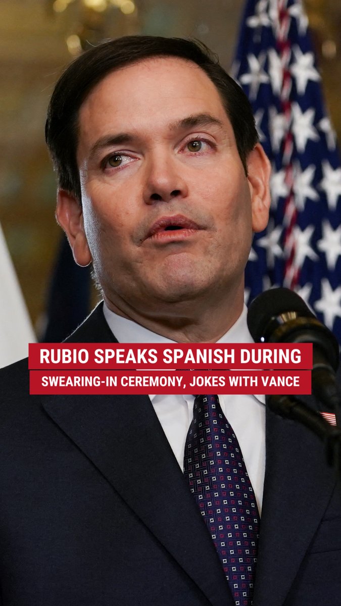 'INCREDIBLE HONOR': Newly sworn in Secretary of State Marco Rubio jokes he said he "saved a bunch of money by switching to Geico" after taking a moment to speak in Spanish during the ceremony.