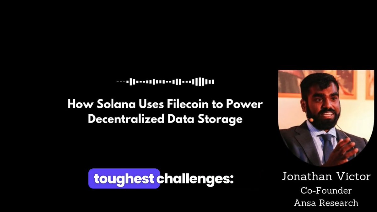 .jnthnvctr 🤖 from Ansa Research explores how Solana leverages Filecoin’s decentralized storage to manage its blockchain data efficiently and securely. Learn how projects like Old Faithful and Yellowstone set a new standard for Web3 infrastructure. Watch the video👇