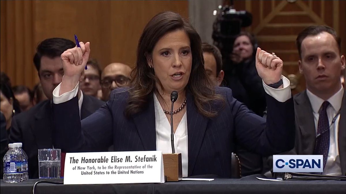 Sen. Chris Murphy 🟧: "What do think of Elon Musk...doing two Heil Hitler Salutes last night at the president's televised rally?" US Ambassador Nominee Elise Stefanik: "No. Elon Musk did not do those salutes. I was not at the rally...that is simply not the case."