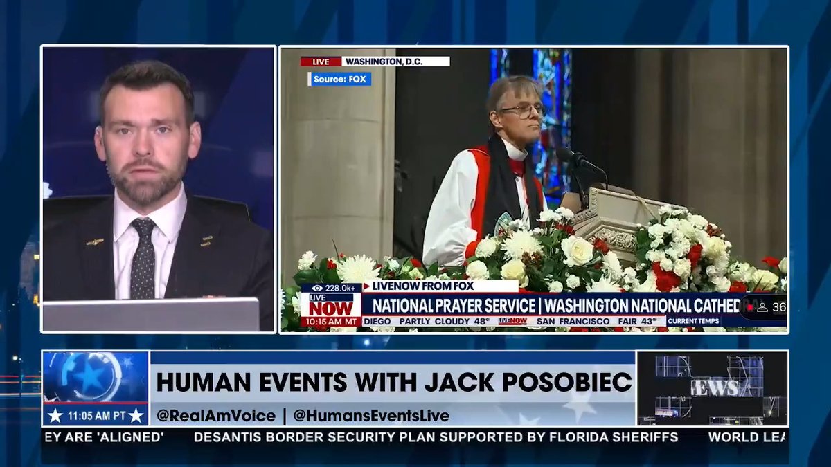 BISHOPESS CALLS OUT PRESIDENT TRUMP DURING NATIONAL PRAYER Jack Posobiec has a message for the Bishopess who tried to attack President Trump - "her tax exempt status should be revoked for politicizing the National Prayer service!" GET RAV ON THE GO 24/7. START LISTENING NOW!
