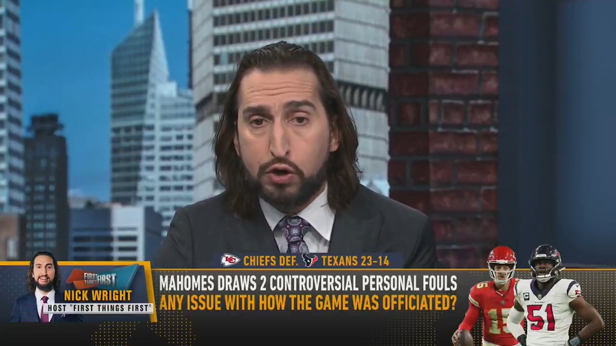 "If you hate that call, then you hate the rule." nick wright discusses Patrick Mahomes drawing 2 controversial personal fouls in win vs. Texans