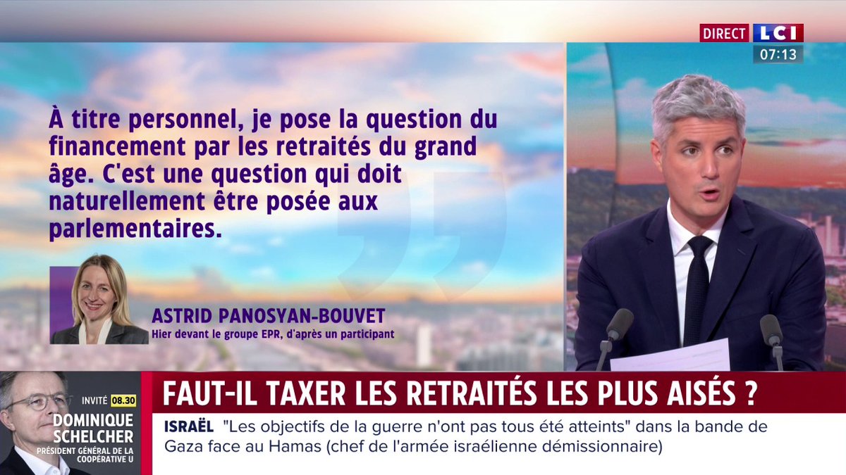 🔴 Faut-il taxer les retraités les plus aisés ? 👉 C'est ce qu'a proposé la ministre du Travail Astrid Panosyan-Bouvet hier sur TF1, créant la polémique. 40% des retraités ont une pension supérieure à 2000 euros et seraient concernés par la mesure.