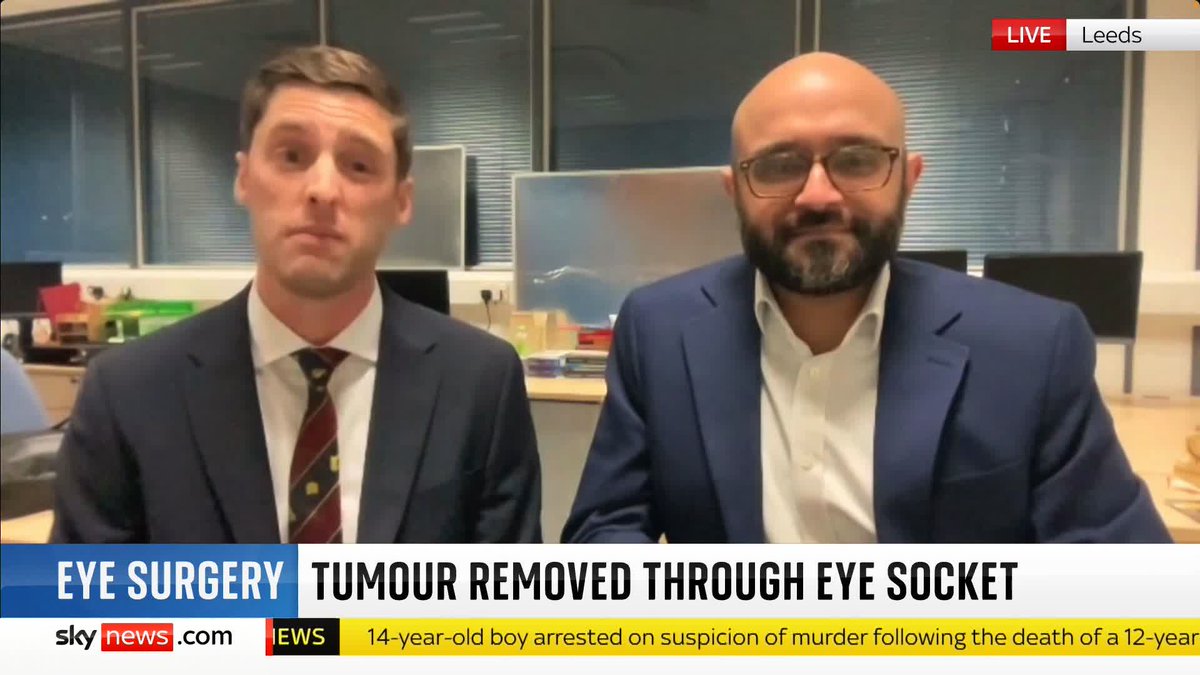 'We hope this inspires surgeons worldwide to keep pushing the surgical envelope.' Drs. James Robin and Jiten Parmar hail their "pioneering surgery" after removing a tumor through a woman's eye socket. 📺 Sky 501, Freeview and YouTube