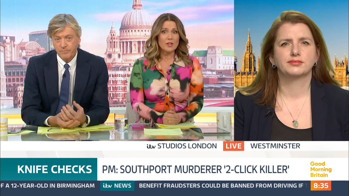 'I do think we need to go further.' Susanna Reid and Richard question employment minister Alison McGovern MP about introducing new measures to buying knives online. She says there will be 'new protections put in place.'