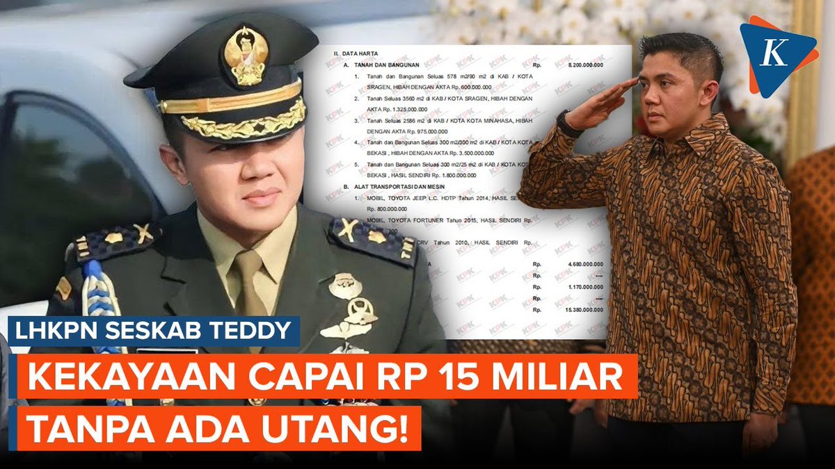 Mayor Teddy memiliki kekayaan berupa properti senilai Rp 8,2 miliar di berbagai daerah, tiga mobil senilai Rp 1,33 miliar, harta bergerak Rp 4,68 miliar, dan kas Rp 1,17 miliar, tanpa utang. | #MayorTeddy #LHKPN