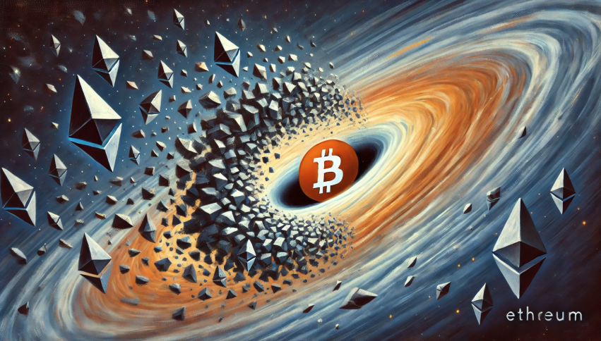 ETH is imploding to zero, collapsing into bitcoin’s black hole.