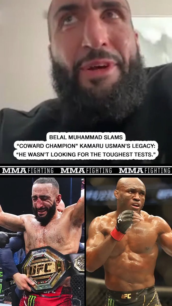 Belal Muhammad had A LOT to say about Kamaru Usman calling for him to fight Islam Makhachev: "You’ve never sweated with [Israel] Adesanya in your life and you made it seem like you would never fight him ever because he’s your brother.” (🎥 Damon Martin)
