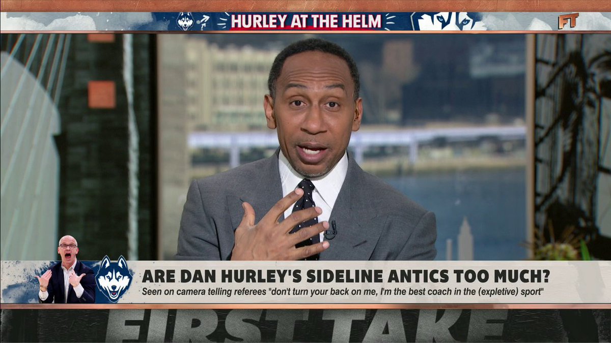 .Stephen A Smith says UConn Men's Basketball coach Dan Hurley shouldn't "apologize" for his recent sideline antics 👀 "Damn it, that's what makes you Dan Hurley." 😤