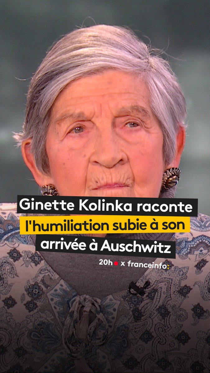 🔴🗣 Ginette Kolinka, survivante des camps de la mort, raconte les outrages infligés par les nazis à son arrivée à Auschwitz-Birkenau. Son témoignage essentiel ce soir dans le #JT20h.