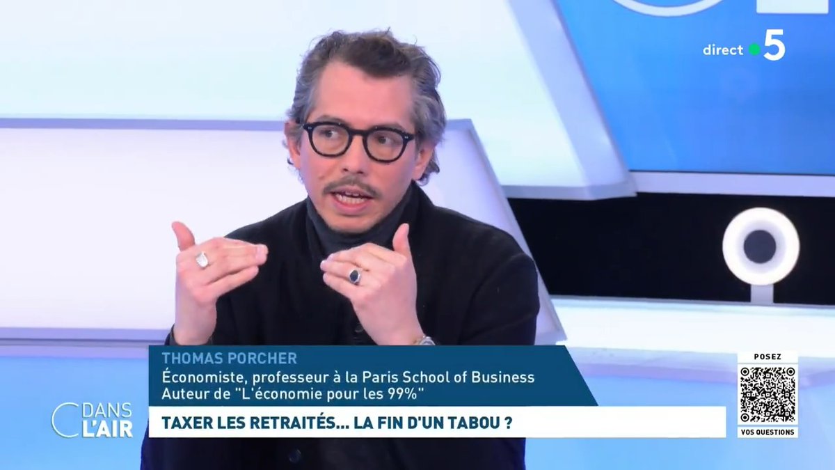 "Les 10% des retraités les plus riches ont en moyenne 4000 euros, les 10% des pauvres sont à 790 euros. Ce sont des gens qui ont payé leur immobilier, si on doit taxer quelque chose c’est le patrimoine et les revenus financiers, les pensions ne sont pas élevées". Thomas Porcher