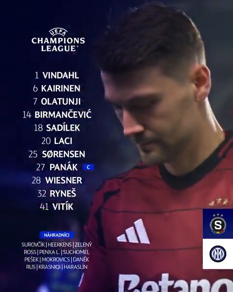 1️⃣1️⃣ SESTAVA | Základní jedenáctka pro utkání s Interem 👥 Kromě dlouhodobě zraněných Preciada s Imanolem nepustí zdravotní potíže do zápasu Cobbauta, Rrahmaniho a Tuciho 🤕 #acsparta
