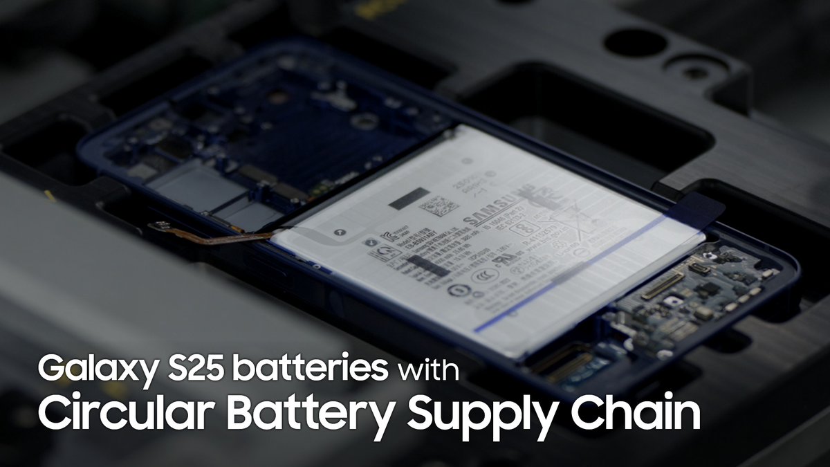 Samsung commits to do more with less of the planet’s resources. With a new Circular Battery Supply Chain, we work with partners to recover cobalt, an essential material for batteries, to use it in batteries to power the #GalaxyS25. #GalaxyAI