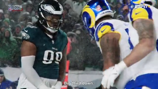 Big dawg in big moments. 🐶 Jalen Carter’s game-winning sack saved the Philadelphia Eagles season. #NFLTurningPoint on ESPN+ | Louis Riddick