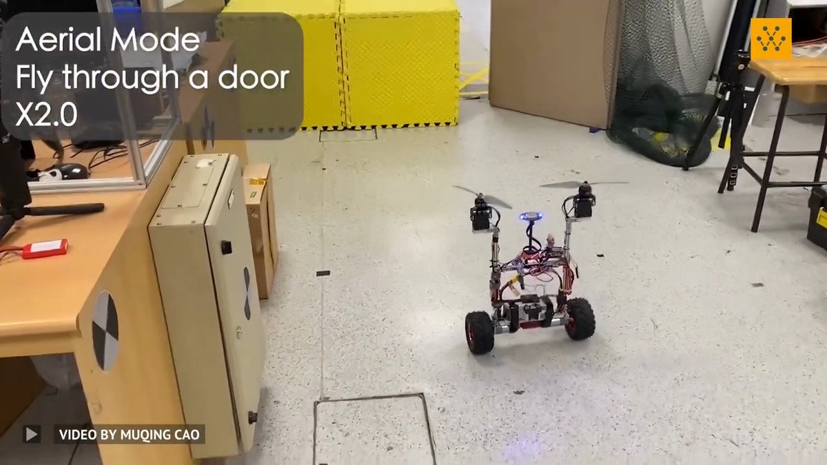 Introducing Doublebee, a novel hybrid aerial-ground robot that can fly, walk, crawl, and climb steep and rough terrain. Double-Bee exploits the high energy efficiency of a bicopter configuration in aerial mode, and enjoys the low power consumption of a two-wheel self-balancing robot on the ground. Authors: Muqing Cao, Xinhang Xu, Shenghai Yuan, Kun Cao, Kangcheng Liu, Lihua Xie Video Credit: Muqing Cao #engineering #technology #research #robot #robotics