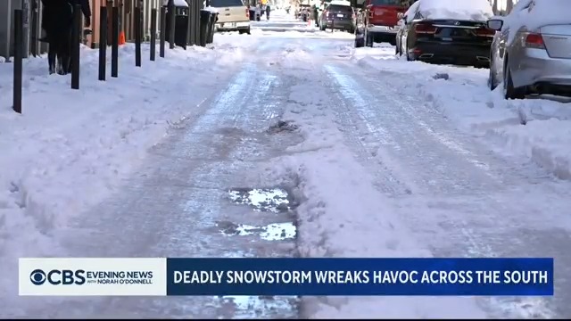At least nine people have died from a massive snowstorm that continues to wreak havoc on parts of the South. More than 1,800 flights were canceled on Wednesday and eight major airports remain closed due to icy conditions.