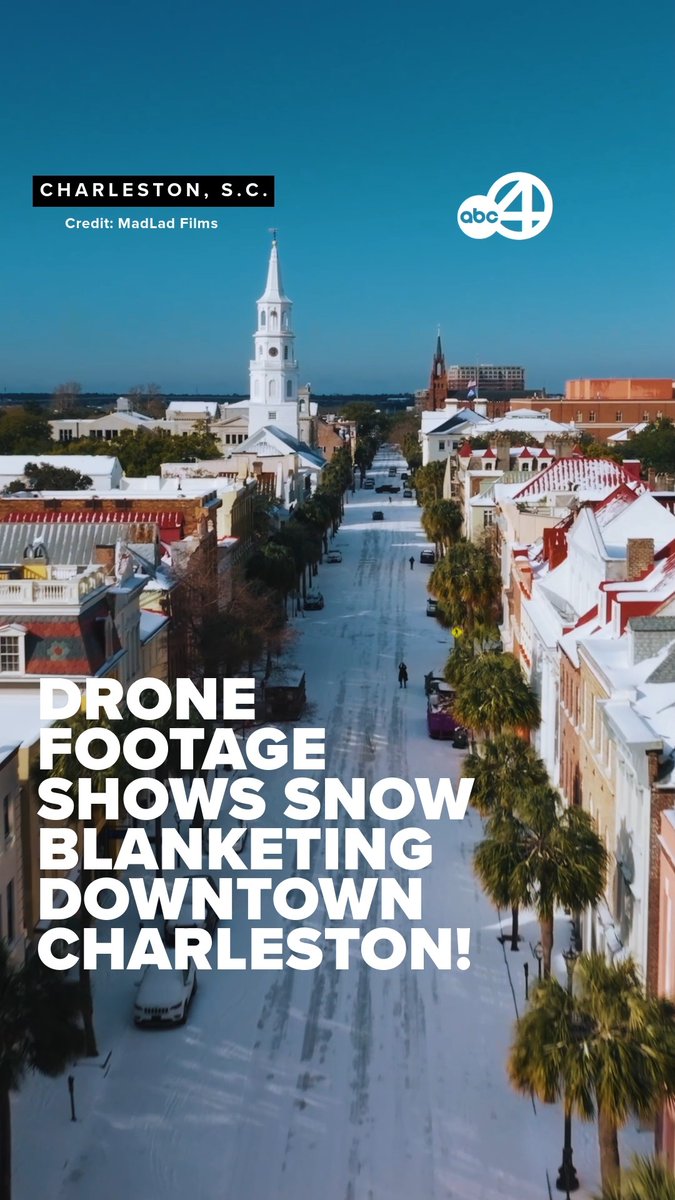 AMAZING! Check out this drone footage of the snow in downtown Charleston today! Thanks for sharing, and don't forget to send us your best pictures and videos of the snow ☃️ (Credit: MadLad Films)