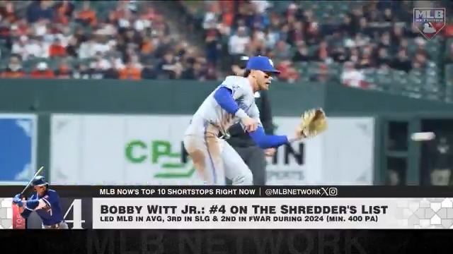 A historic season in Kansas City that ended with an AL MVP podium finish! Superstar Bobby Witt Jr. is The Shredder's #4 shortstop on the #Top10RightNow ahead of the 2025 season.