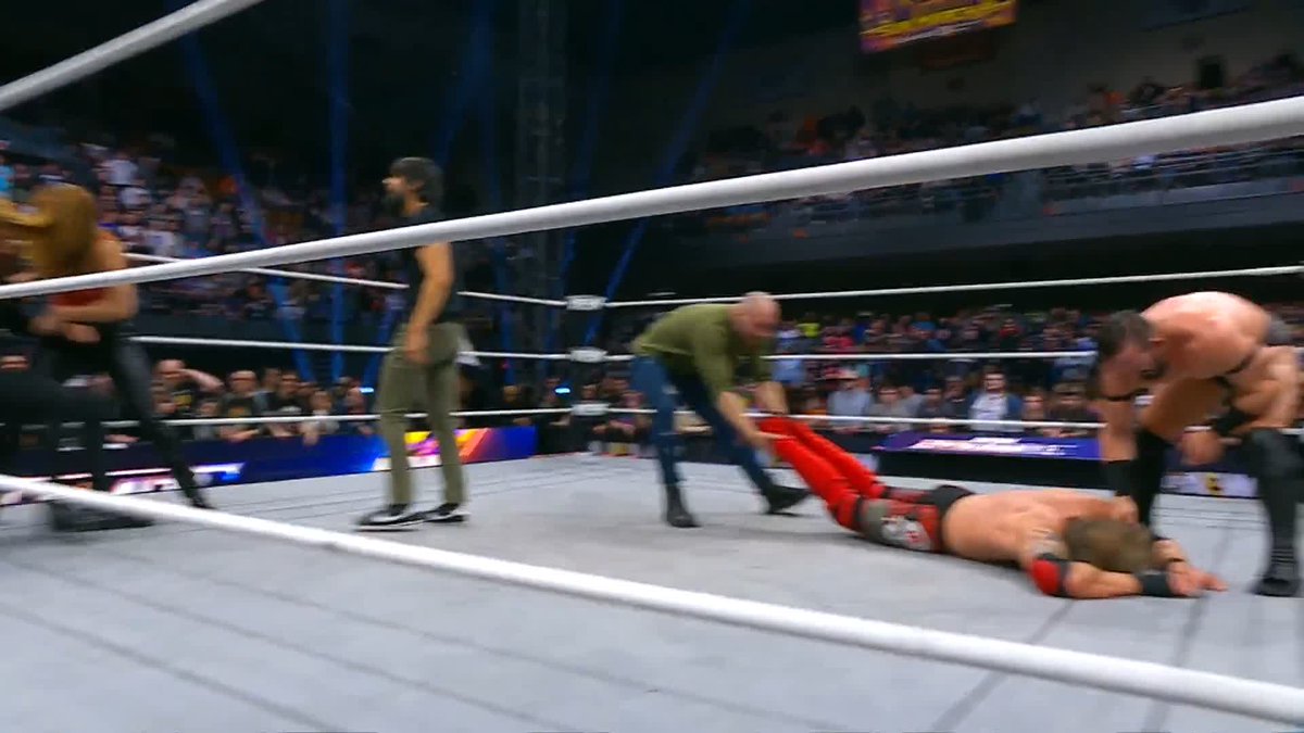 Dynamite ends with a typical Death Riders ending... them laying out all babyfaces and leaving through the crowd.