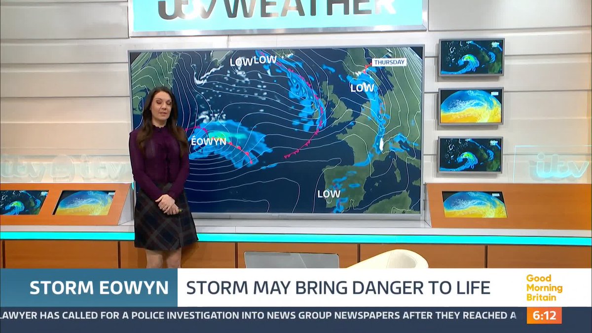 An amber wind warning has been issued for some areas of the UK on Friday with the Met Office warning there could be a 'danger to life' due to Storm Éowyn. Laura Tobin. reports.