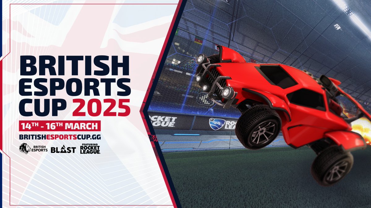 🚨 British Esports Cup 🚨 💰 £5000 prize pool ⏰ 14th-16th March 📍 RLCS Major, Birmingham A grassroots tournament where players of all levels can compete for a chance to shine on the RLCS stage! 🏆 Rocket League Esports BLAST Registrations are now open, link below 👇